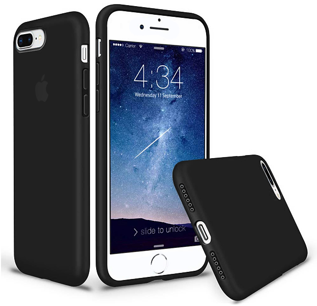 

Черный силиконовый чехол для iPhone 7/8 Plus Silicone Case Full Cover