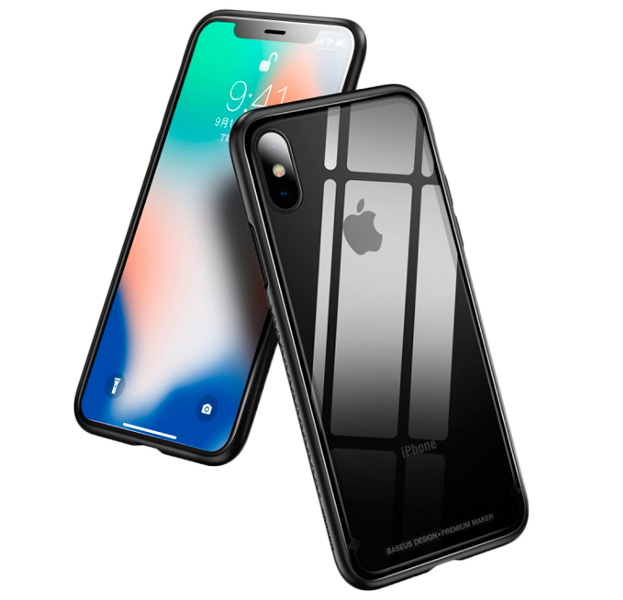 

Чехол-накладка для iPhone X/XS Baseus See-through Glass Protective Case Black, Прозрачный