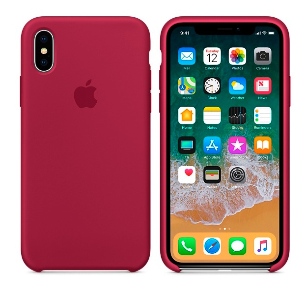 

Малиновый силиконовый чехол для iPhone X/XS Silicone Case, Розовый