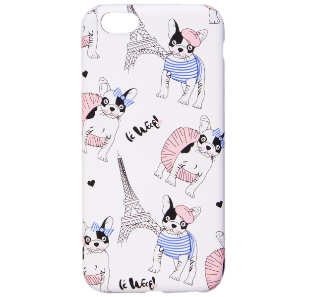 

Белый чехол-накладка для iPhone 6/6S Luxo Paris Puppy, С рисунком
