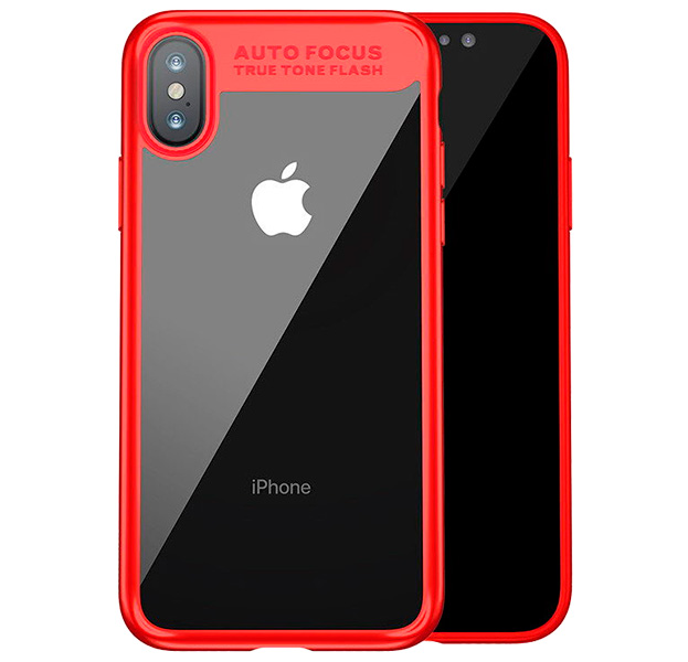 

Красный чехол-накладка для iPhone X/XS Baseus Suthin Case, Прозрачный