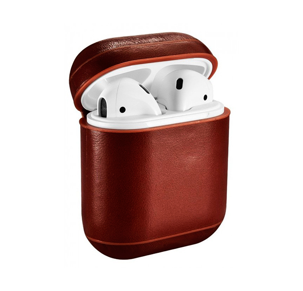 

Темно-коричневый кожаный чехол для Apple AirPods iCarer