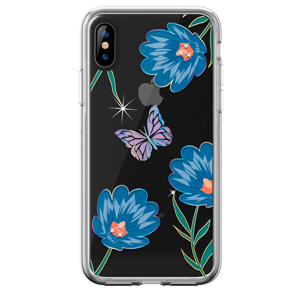 

Чехол-накладка для iPhone XS Max Devia Blossom Crystal Series Case Blue, С рисунком