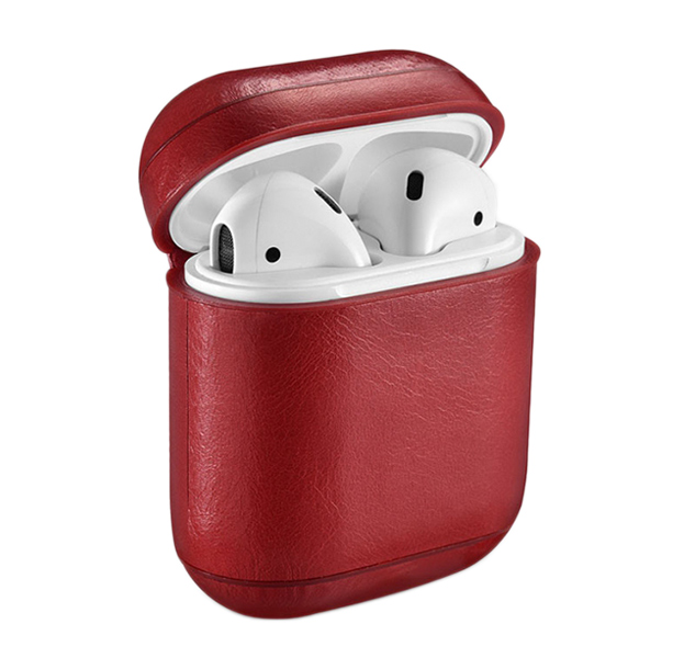 

Красный кожаный чехол для Apple AirPods iCarer