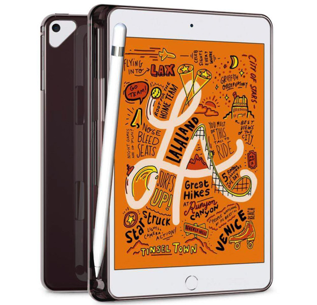 

Коричневый силиконовый чехол для iPad Mini 5 Sleo with Pencil Slot, Полупрозрачный