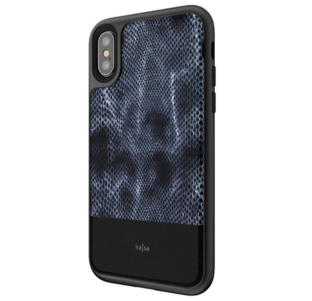 

Чехол-накладка для iPhone X/XS Kajsa Snakeskin Series Black, Черный