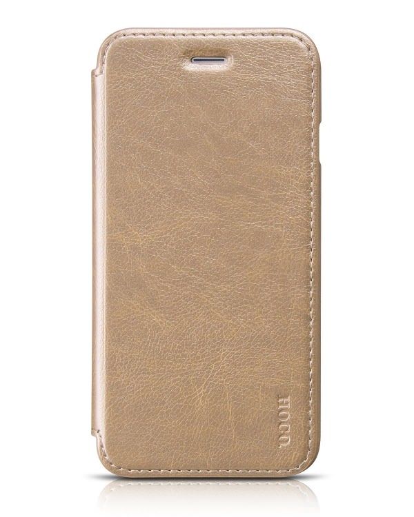 

Золотистый кожаный чехол-книжка для iPhone 6 HOCO Crystal Classic, Золотой