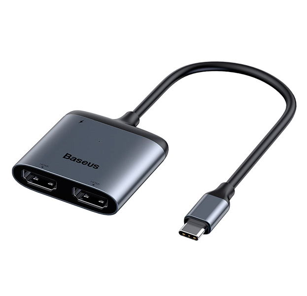 

Серый переходник Baseus Enjoy Series Type-C To HDMI*2 + PD