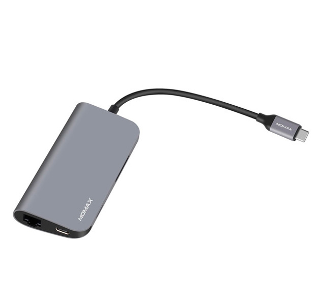 

Серебристый переходник Momax Onelink All-in-1 Hub