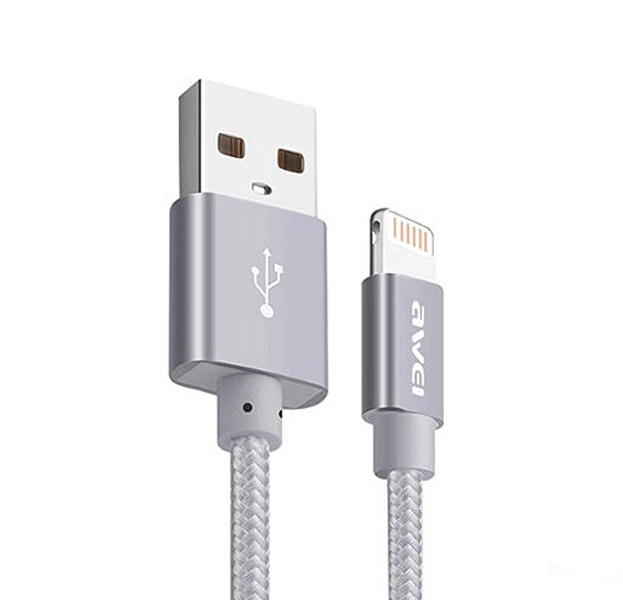 

Серый усиленный USB-кабель Lightning Awei CL-988 30 см