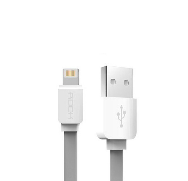 

Серый плоский USB-кабель Lightning 1 метр Rock Flat