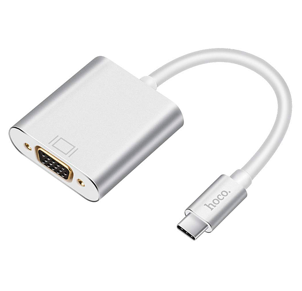 

Переходник Type-C to VGA для Macbook Hoco HB6 Silver