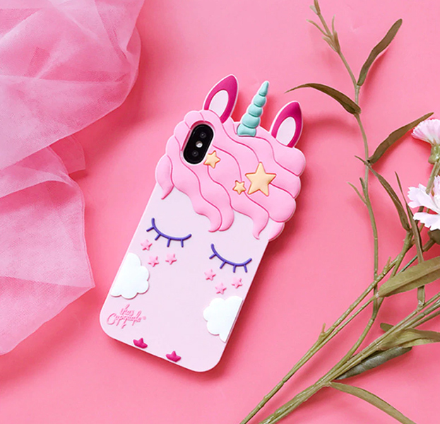 

Силиконовый чехол-накладка для iPhone X/XS Unicorn Bubble Case, Розовый