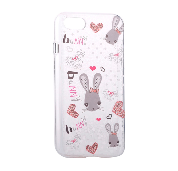 

Прозрачный чехол-накладка для iPhone 7/8 Plus Devia Nifty Case Bunnies, С рисунком