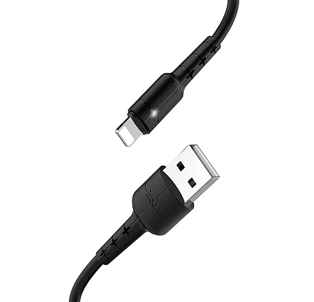 

Черный усиленный USB-кабель Lightning Hoco X30 2.0A 1.2m