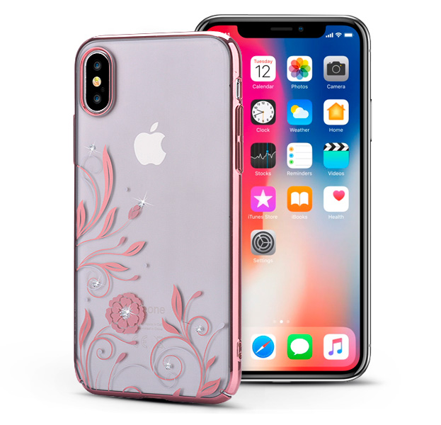 

Чехол-накладка для iPhone X/XS Devia Crystal Petunia Rose Gold, С рисунком