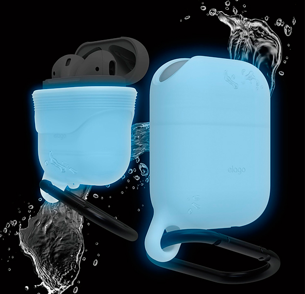 

Светящийся в темноте водонепроницаемый чехол с карабином Elago для AirPods Waterproof Case
