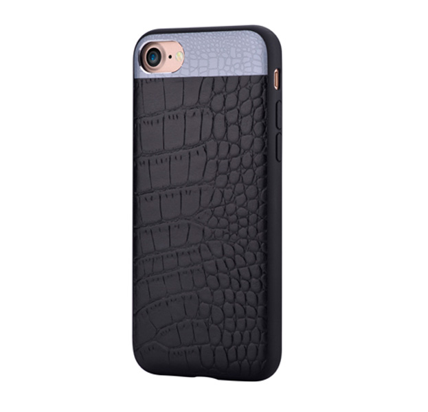 

Черный кожаный чехол для iPhone 7/8 Comma Croco 2, Серый