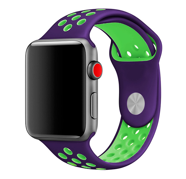 

Силиконовый спортивный ремешок для Apple Watch 42/44 mm Perforated Band Purple/Green