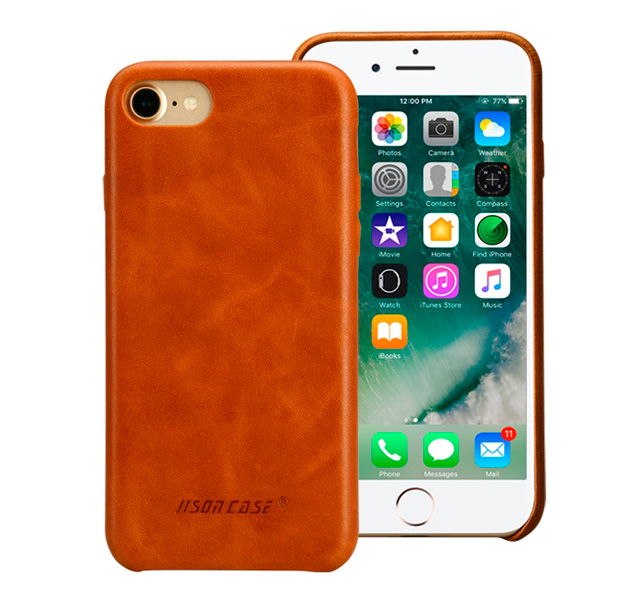 

Коричневый кожаный чехол накладка для iPhone 7/8 Jisoncase