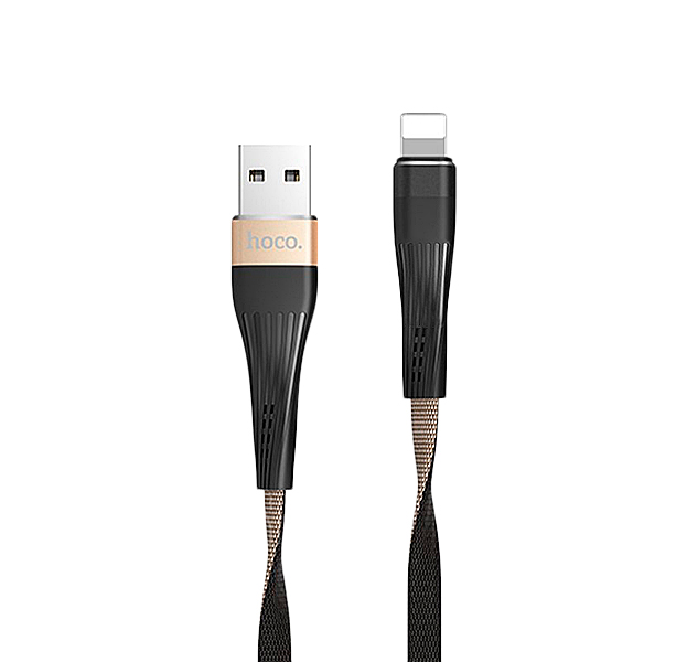

Черный усиленный USB-кабель Lightning Hoco U39 Slender 1.2m Gold