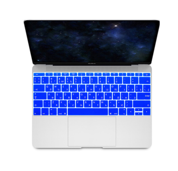 

Синяя силиконовая накладка на клавиатуру для Macbook 12/Pro 13/15 2016/2017 (US)