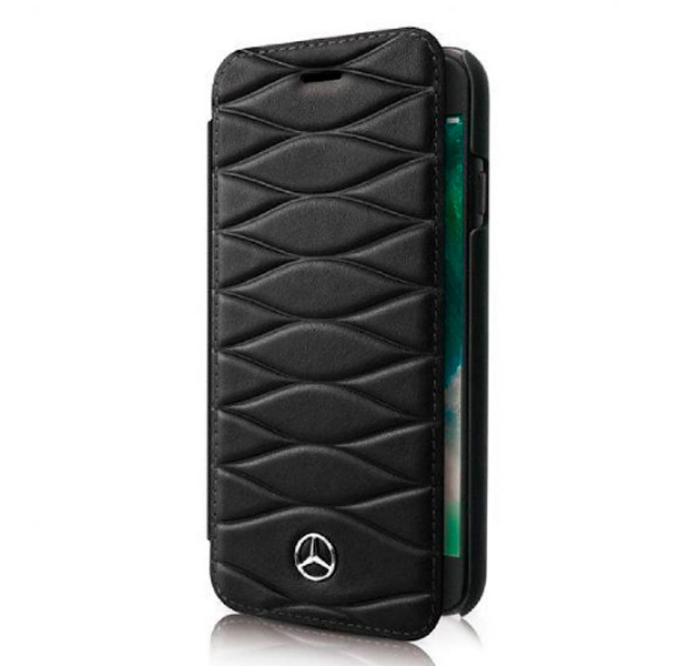 

Черный кожаный чехол-книжка для iPhone 7/8 Mercedes-Benz Pattern III