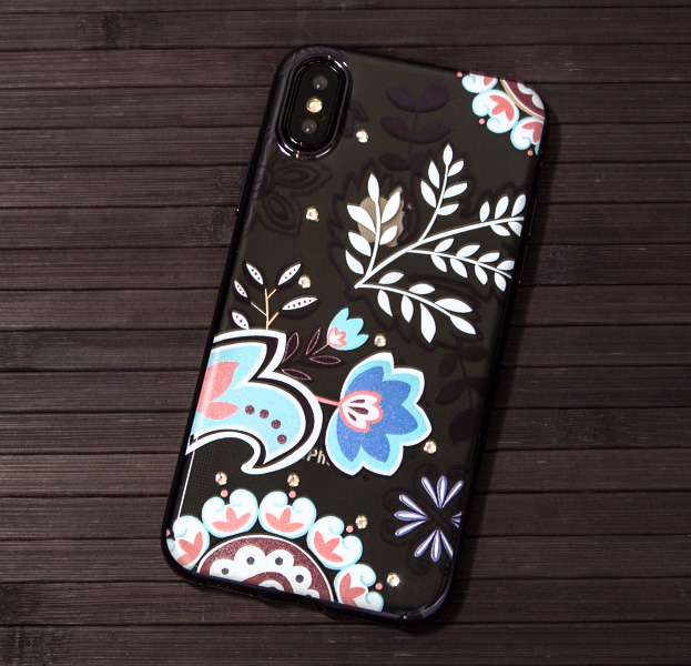 

Силиконовый чехол для iPhone X/XS Devia Crystal Blossom Black, С рисунком