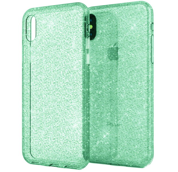 

Зеленый силиконовый чехол для iPhone XS Max Glitter Case