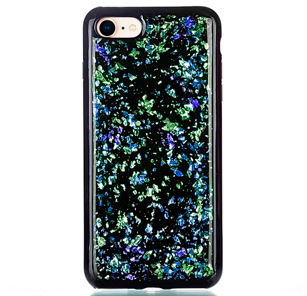 

Черный чехол-накладка для iPhone 7/8 Sparkle Foil Case Blue/Green, С рисунком