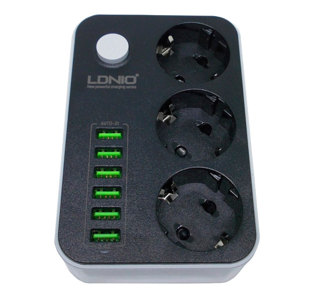 

Удлинитель 3 розетки Ldnio SE3631 6 USB Black