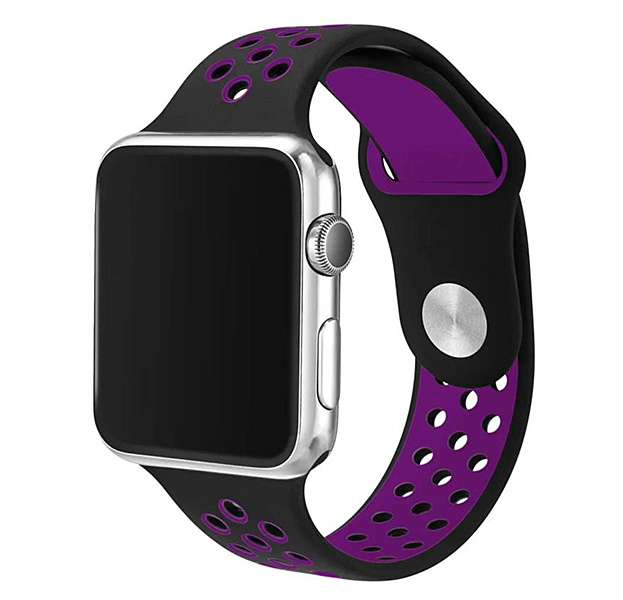 

Силиконовый спортивный ремешок для Apple Watch 38/40 mm Perforated Band Black/Violet