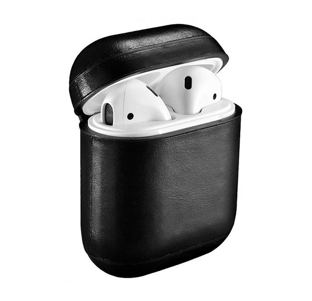 

Черный кожаный чехол для Apple AirPods iCarer