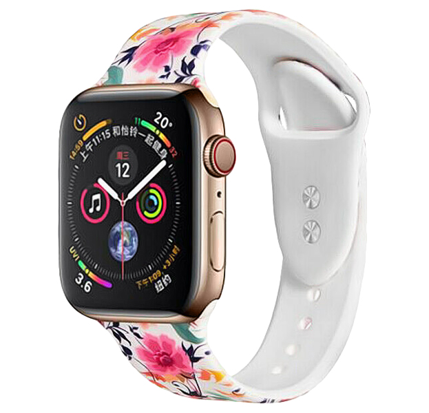 

Силиконовый ремешок для Apple Watch 42/44 mm COTEetCI White Camations