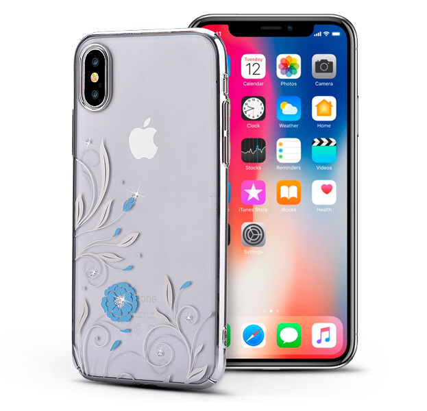 

Чехол-накладка для iPhone X/XS Devia Crystal Petunia Silver, С рисунком