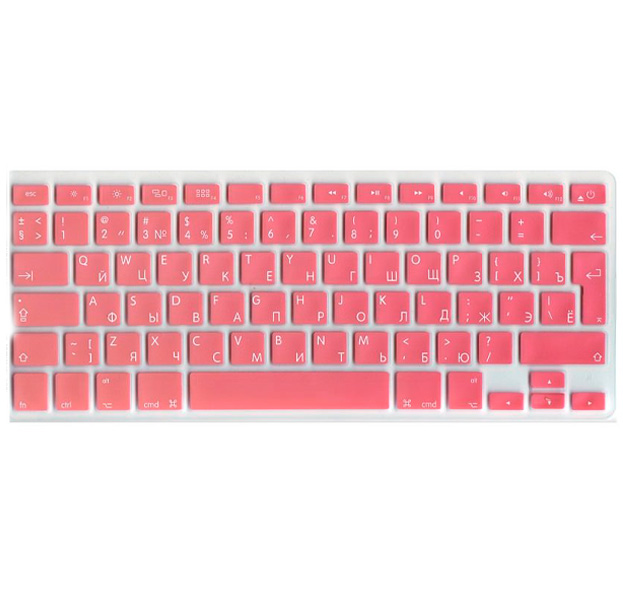 

Розовая силиконовая накладка на клавиатуру для Macbook Air/Pro 13/15 (Rus/Eu)