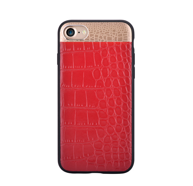 

Красный кожаный чехол для iPhone 7/8 Comma Croco 2, Золотой