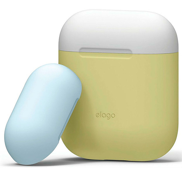 

Желтый силиконовый чехол Elago для AirPods с двумя сменными крышками