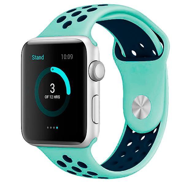 

Силиконовый спортивный ремешок для Apple Watch 38/40 mm Perforated Band Turquoise/Dark Blue