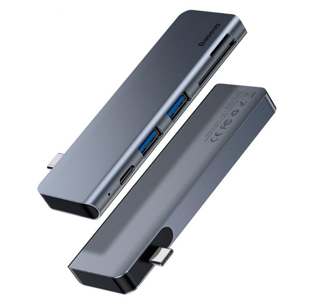 

Серый переходник Baseus Harmonica 5-in-1 Hub Type-C