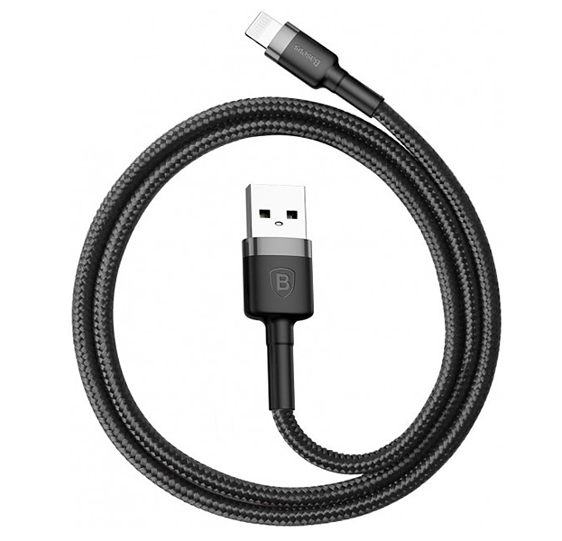 

Черный USB-кабель Lightning Baseus 2.4А Cafule Cable 1m Grey