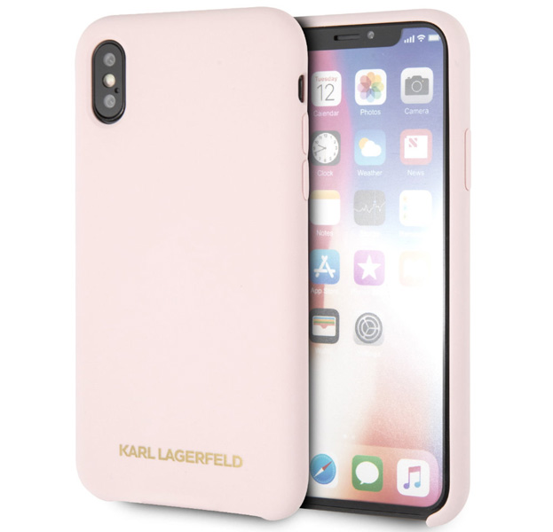 

Светло-розовый силиконовый чехол-накладка для iPhone X/XS Lagerfeld Karl