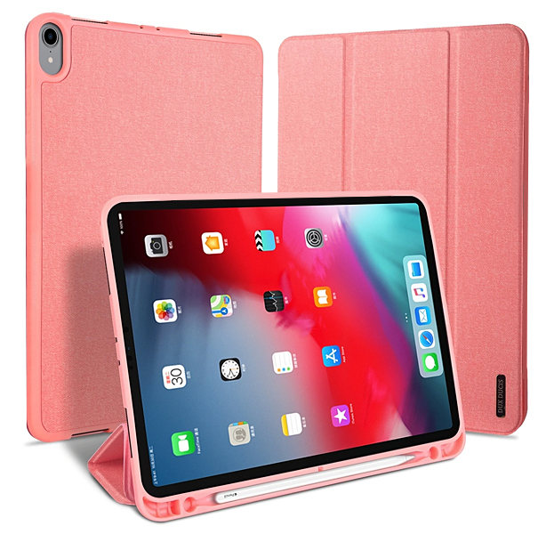 

Розовый чехол-книжка для iPad Pro 12.9 2018 Dux Ducis Domo Series with Pencil Slot