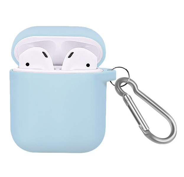 

Сиреневый силиконовый чехол для Apple AirPods с карабином Soft-touch Case