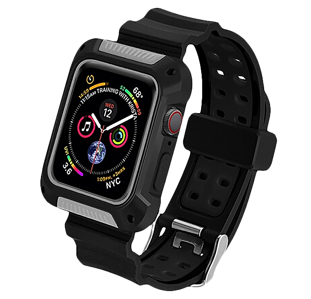 

Противоударный чехол для Apple Watch 44 mm COTEetCI Integrated Movement Band Black/Gray