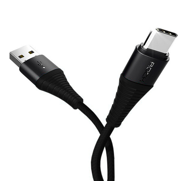 

Черный усиленный USB-кабель/Type C Rock Hi-Tensile 2m