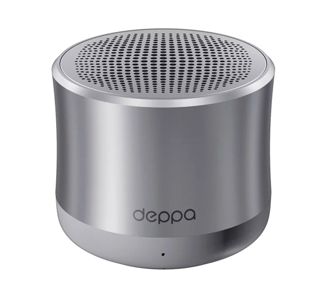 

Серебристая портативная Bluetooth колонка Deppa Speaker Alum Solo