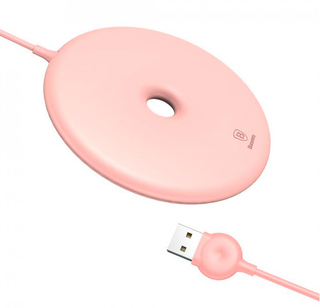 

Розовое беспроводное зарядное устройство Baseus Donut