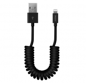 Изображение Черный спиральный USB-кабель Lightning Deppa Spring Cable