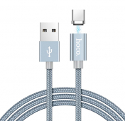 Изображение Серый текстильный USB кабель/Type-C Hoco Magnetic Adsorption U40A 1m